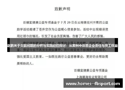 赵鹏关于欠薪问题的分析与实践经验探讨:从案例中反思企业责任与员工权益 赵鹏关于欠薪问题的分析与实践经验探讨:从案例中反思企业责任与员工权益