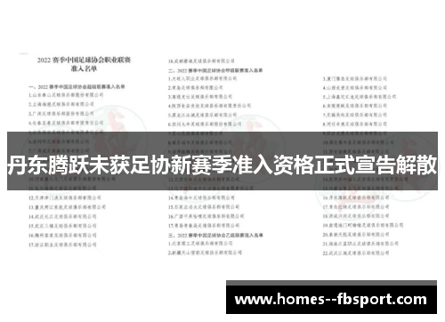 丹东腾跃未获足协新赛季准入资格正式宣告解散